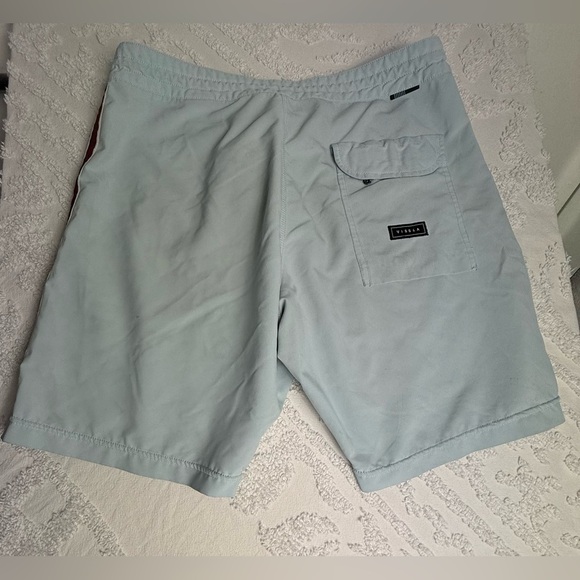 Men's Light Blue Swim Shorts with Red Accents - Picture 5 of 7